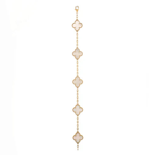 Van Cleef & Arpels Vintage Alhambra 5 Motifs Bracelet 18K Yellow Gold and Mother of Pearl