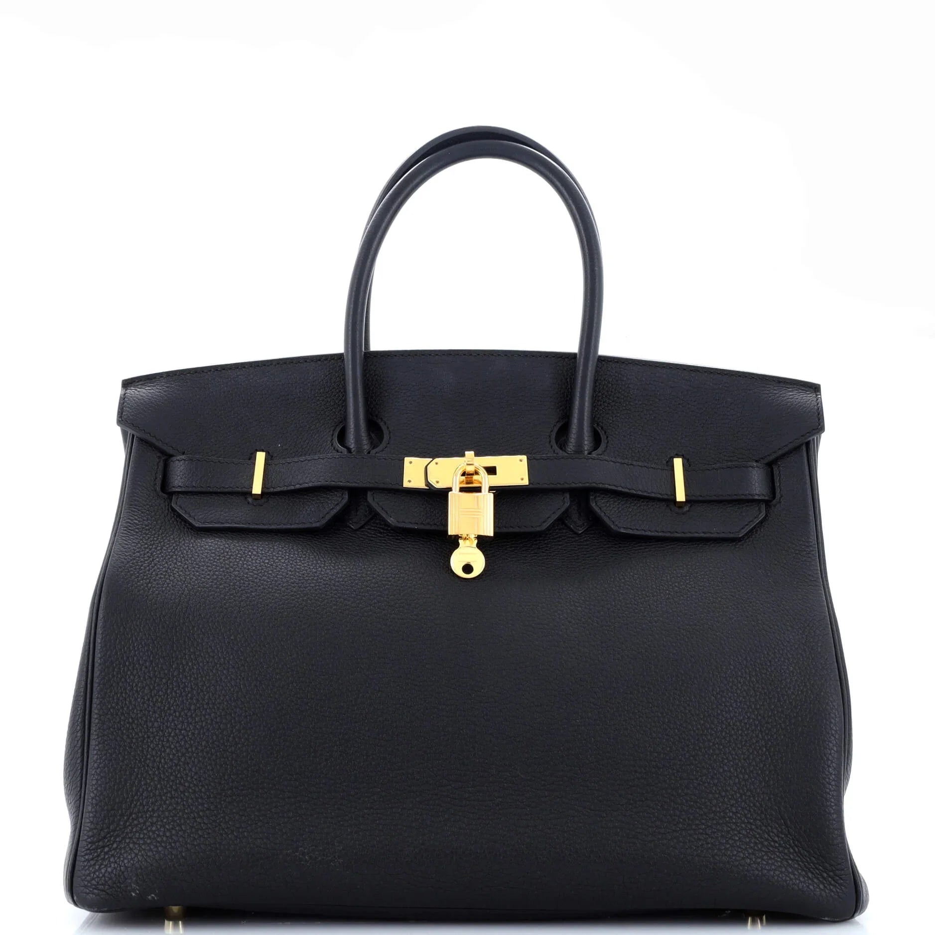 Pre-Owned Birkin Handbag Noir Togo with Gold Hardware 35