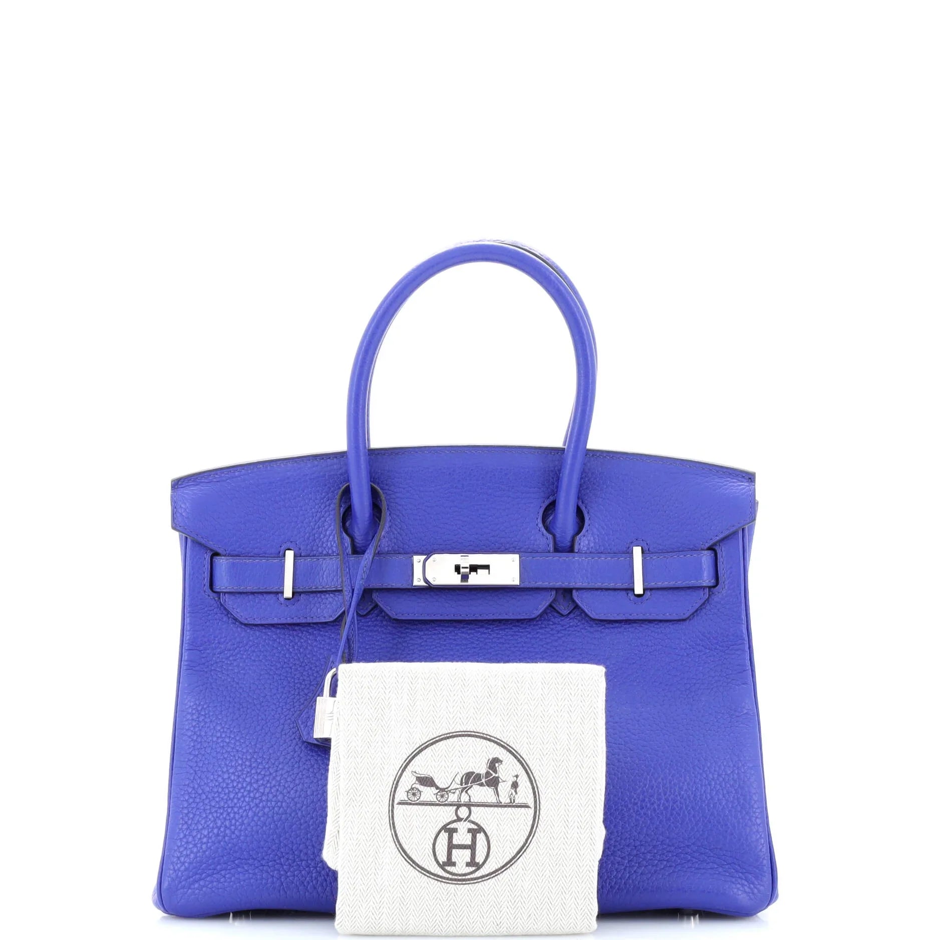 Pre-Owned Birkin Handbag Bleu Electrique Clemence with Palladium Hardware 30