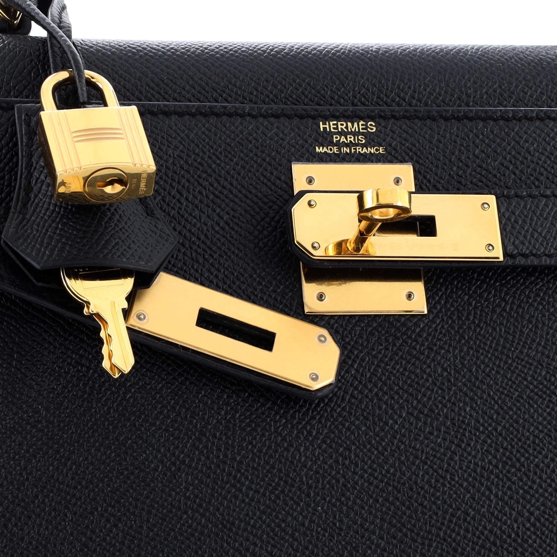 Pre-Owned HERMES Kelly 25 Handbag Black Epsom with Gold Hardware
