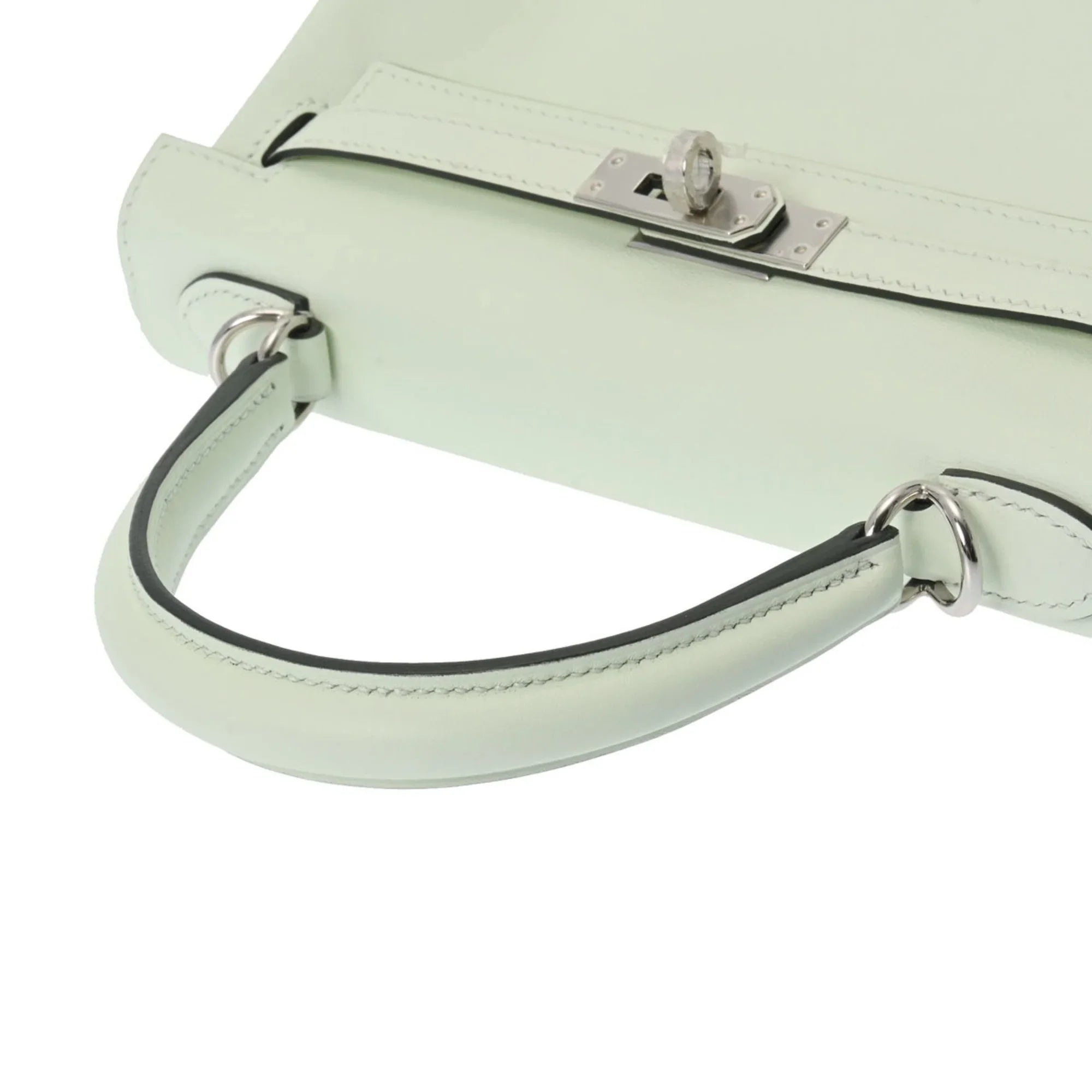 Pre-Owned HERMES Kelly 25 Inner Stitching Vert Fizz Palladium Hardware - U Stamp (Around 2022) Women's Swift Handbag (Good)
