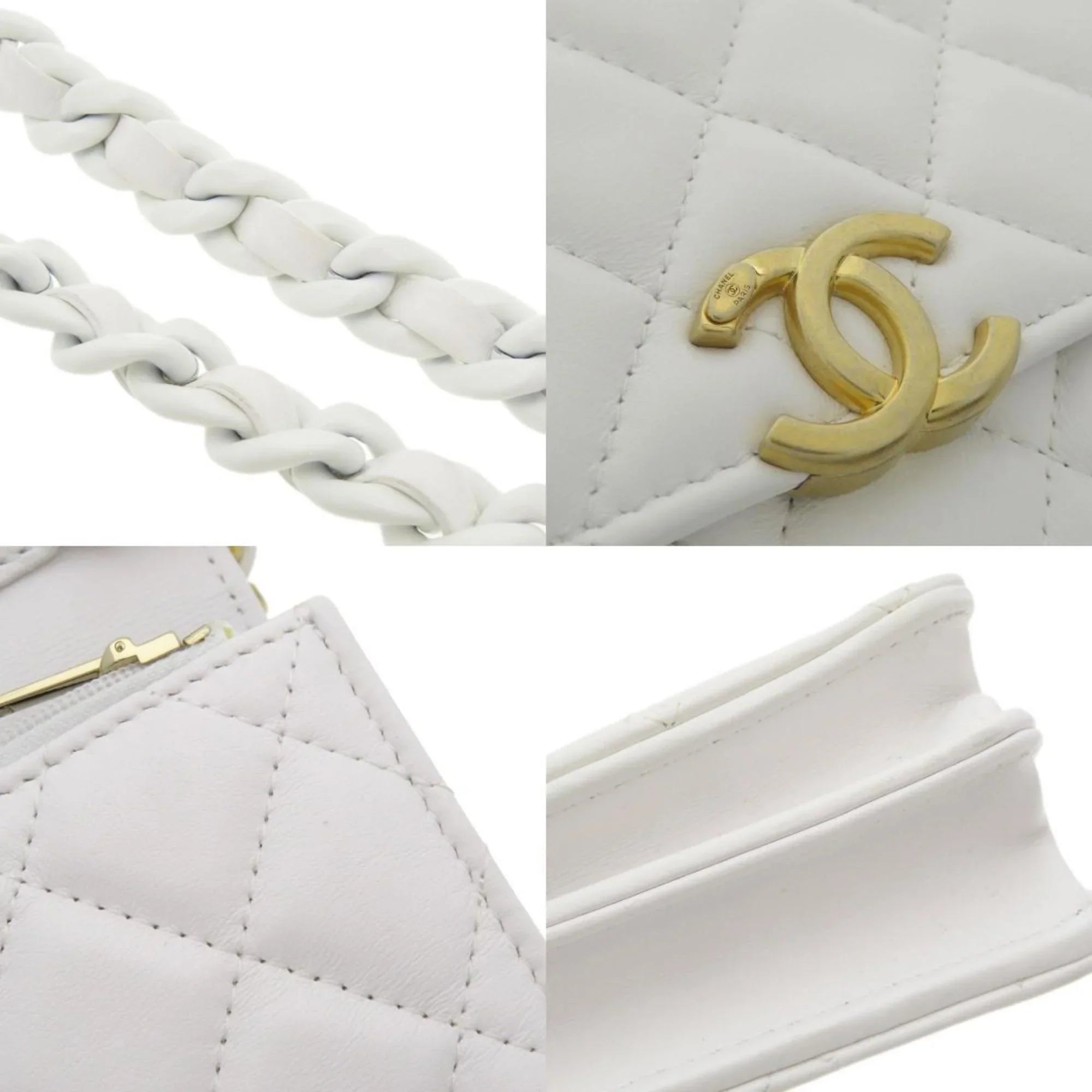 Pre-Owned Chanel Chain Wallet Coco Mark Matelasse Shoulder Bag Lambskin Women's CHANEL (Good)