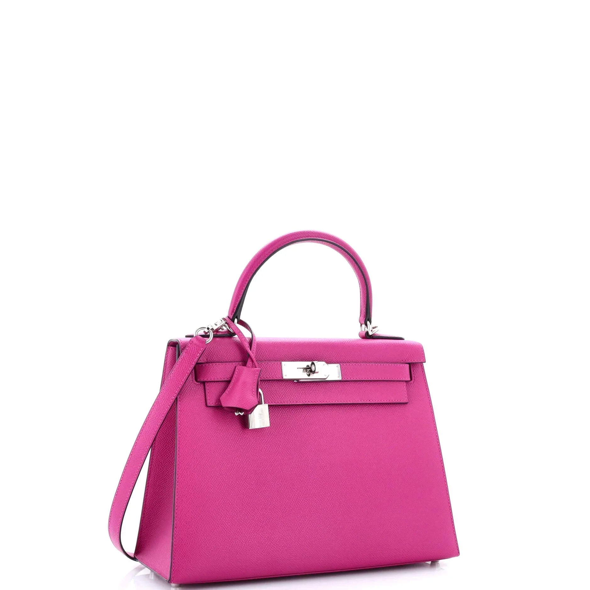 Pre-Owned Kelly Handbag Rose Pourpre Epsom with Palladium Hardware 28