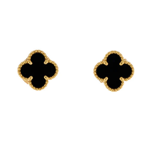 Van Cleef & Arpels Vintage Alhambra Earrings 18K Yellow Gold and Onyx