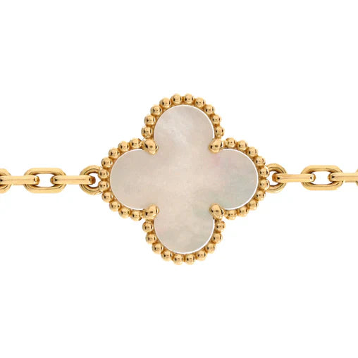 Van Cleef & Arpels Vintage Alhambra 5 Motifs Bracelet 18K Yellow Gold and Mother of Pearl