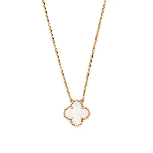Van Cleef & Arpels Vintage Alhambra Pendant Necklace 18K Yellow Gold and Mother of Pearl