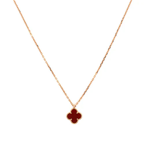 Van Cleef & Arpels Sweet Alhambra Pendant Necklace 18K Rose Gold and Carnelian (Copy)