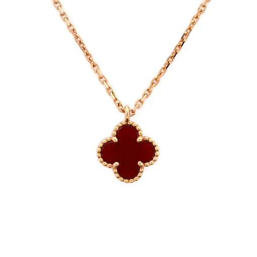 Van Cleef & Arpels Sweet Alhambra Pendant Necklace 18K Rose Gold and Carnelian (Copy)