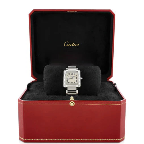 Cartier Tank Francaise Quartz Watch Stainless Steel with Diamond Bezel 25