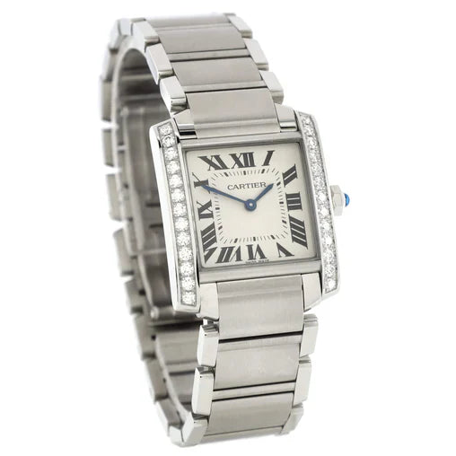 Cartier Tank Francaise Quartz Watch Stainless Steel with Diamond Bezel 25