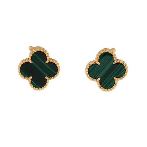 Van Cleef & Arpels Vintage Alhambra Earrings 18K Yellow Gold and Malachite