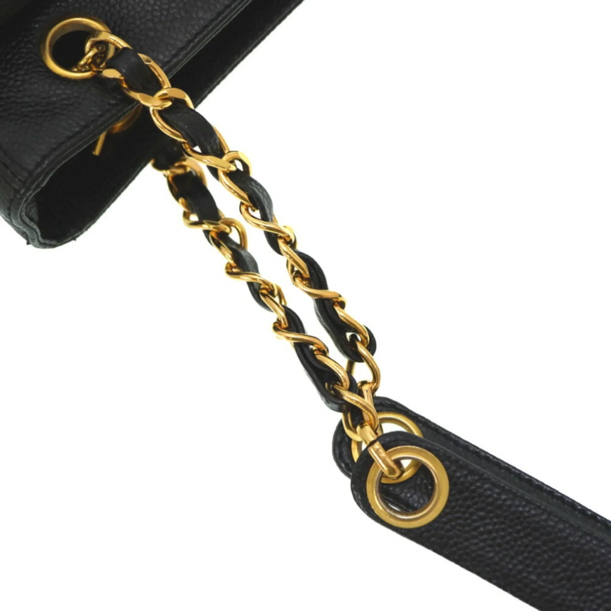 Pre-Owned Chanel W Face Chain Shoulder Bag Caviar Skin Black (Fair)