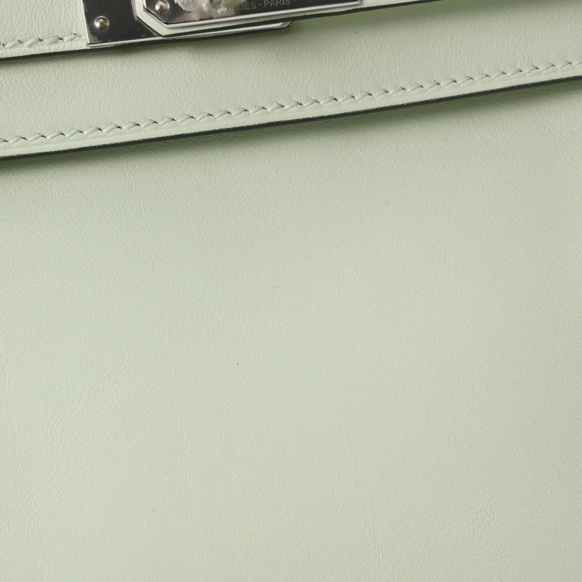 Pre-Owned HERMES Kelly 25 Inner Stitching Vert Fizz Palladium Hardware - U Stamp (Around 2022) Women's Swift Handbag (Good)