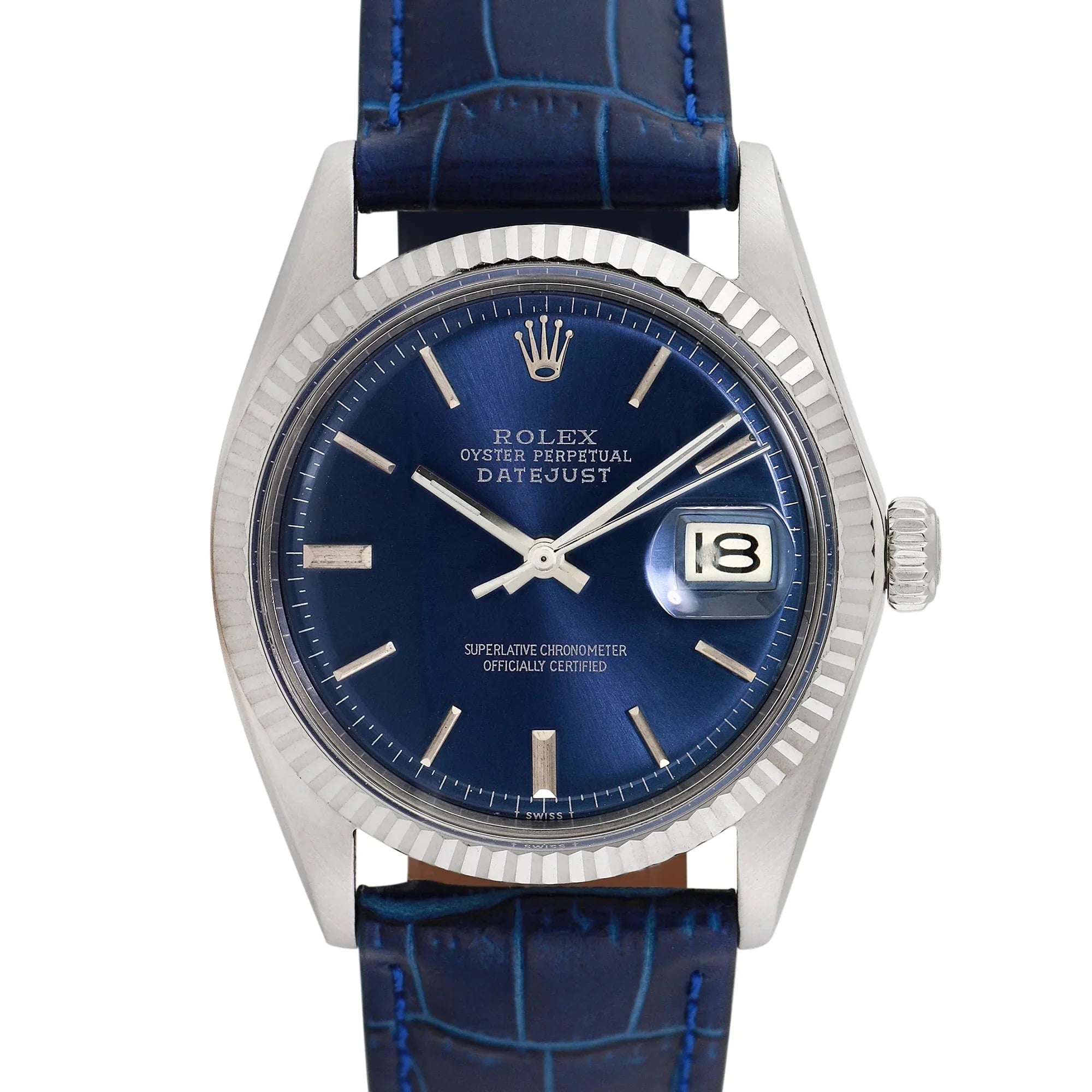 Pre-Owned Rolex Men's Datejust 36mm Generic blue leather Wristwatch