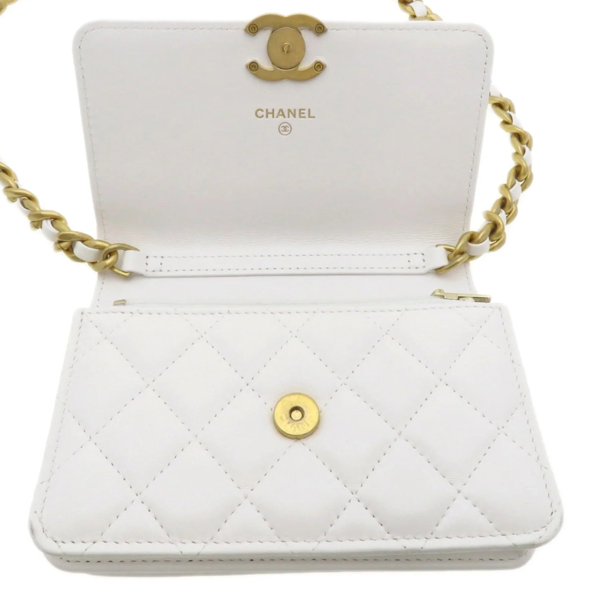 Pre-Owned Chanel Chain Wallet Coco Mark Matelasse Shoulder Bag Lambskin Women's CHANEL (Good)